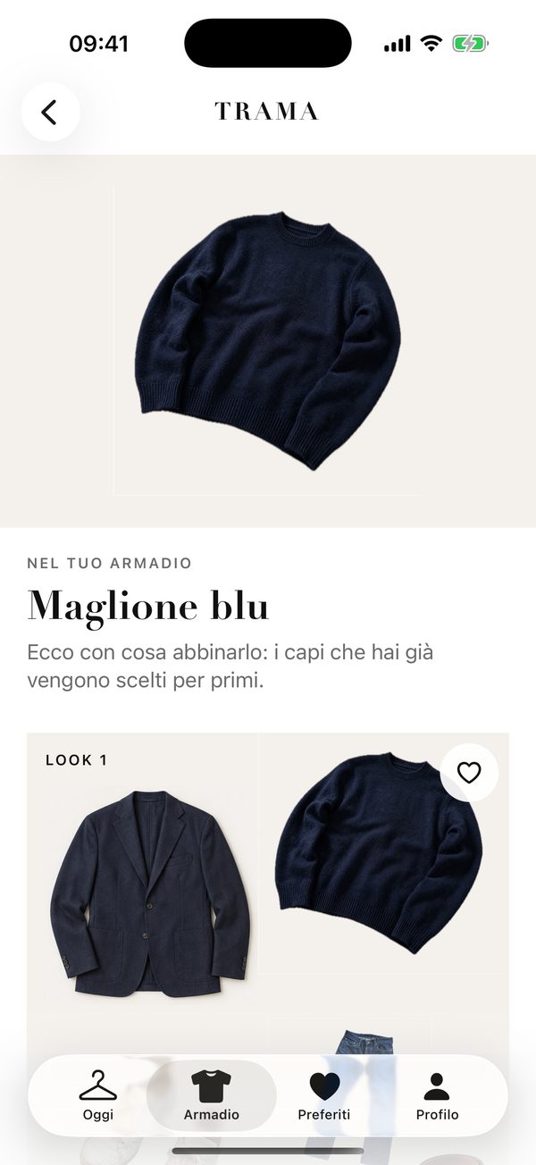 Schermata: abbina questo capo