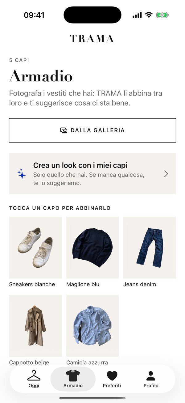 Schermata: l'armadio