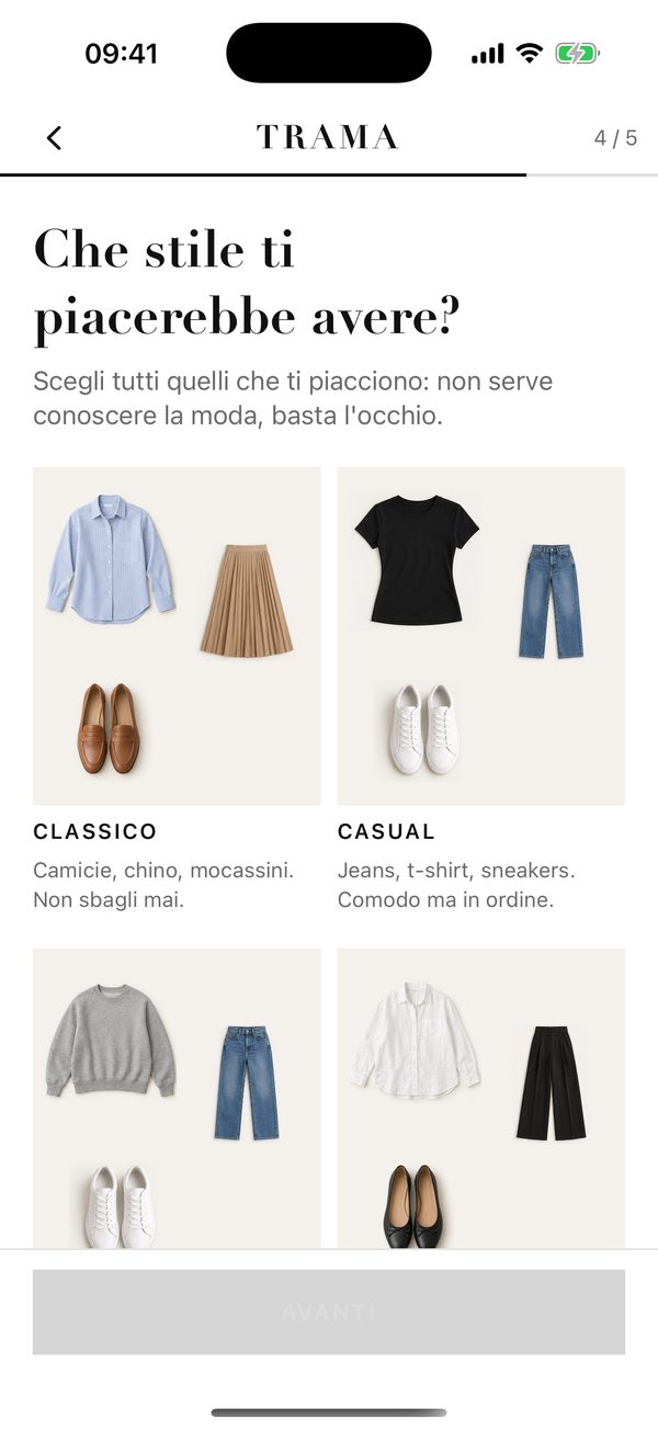 Schermata: la scelta degli stili